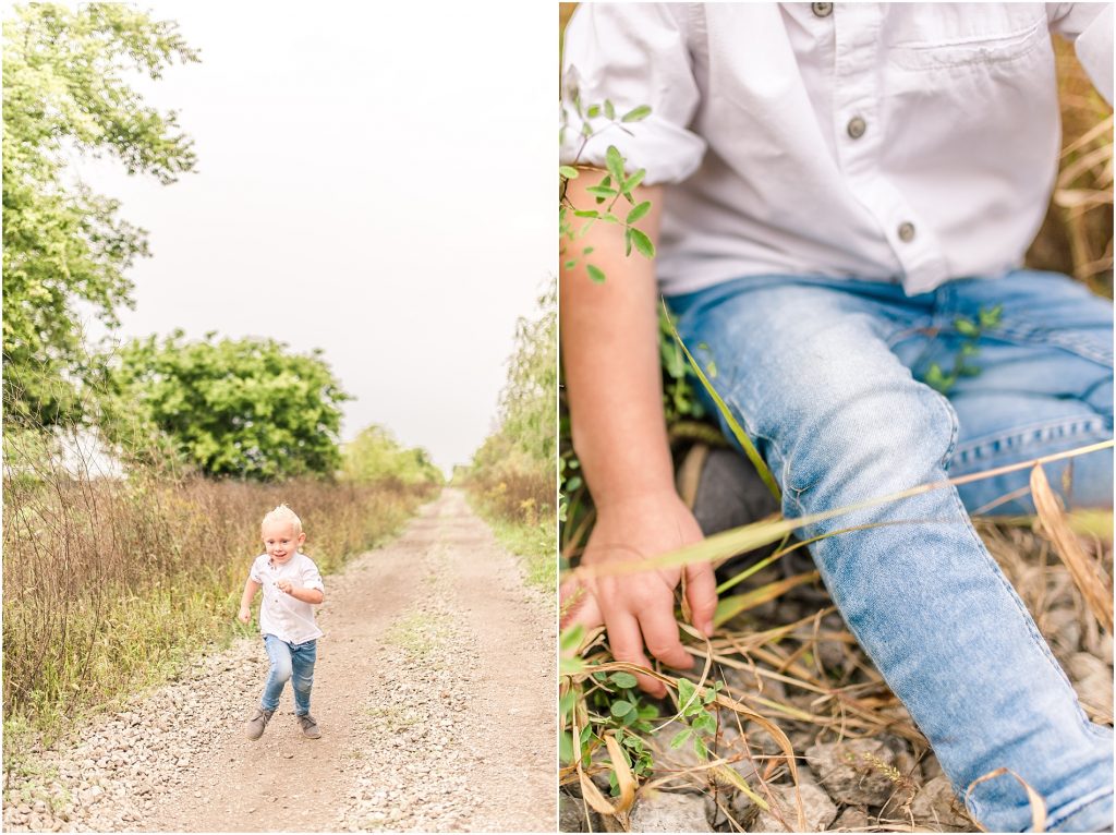 Norfolk County trail family session boy running