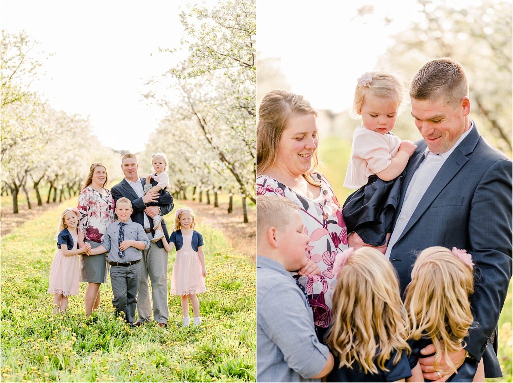 Cherry farm family hugging