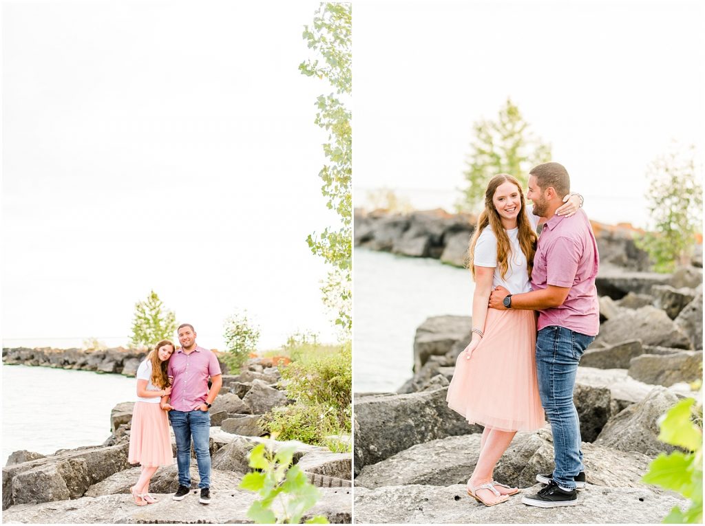 engaged couple fiancé engagement session beach port burwell ontario