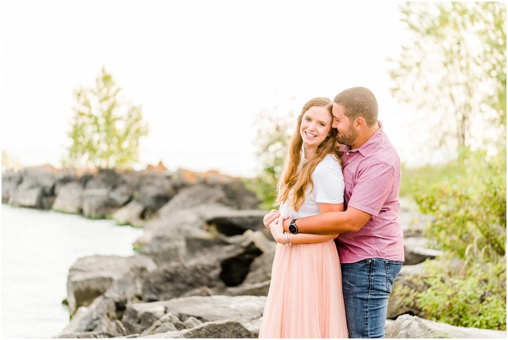 engaged couple fiancé engagement session beach port burwell ontario