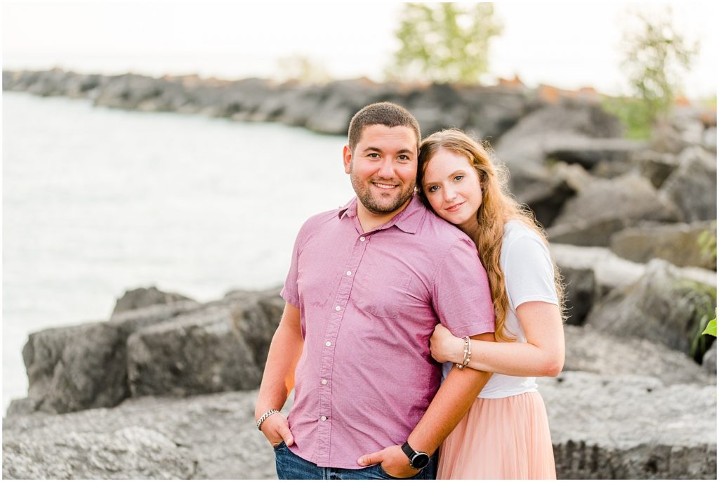 engaged couple fiancé engagement session beach port burwell ontario