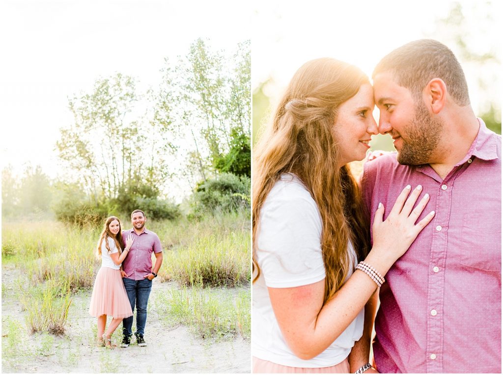 engaged couple fiancé engagement session beach port burwell ontario