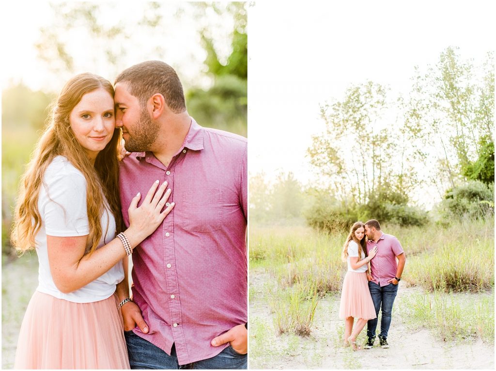 engaged couple fiancé engagement session beach port burwell ontario