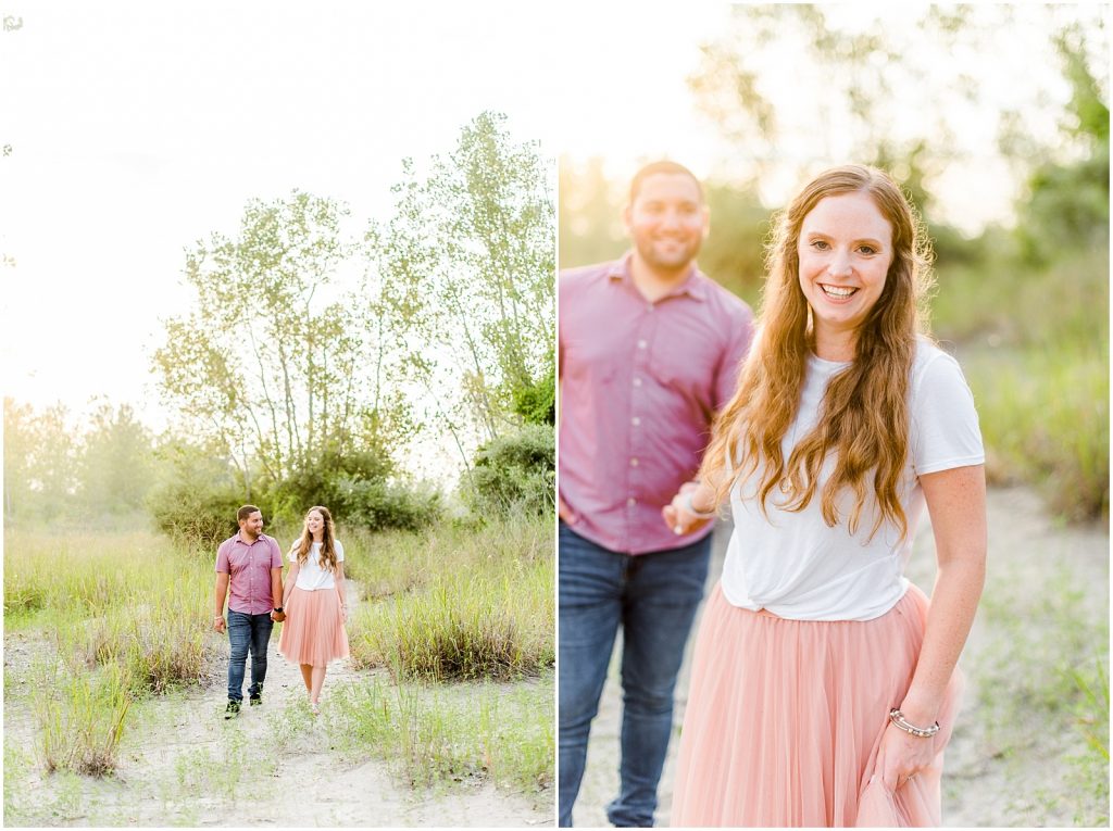 engaged couple fiancé engagement session beach port burwell ontario