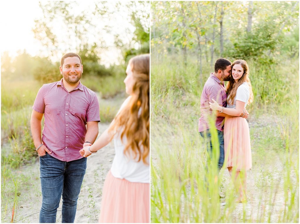 engaged couple fiancé engagement session beach port burwell ontario