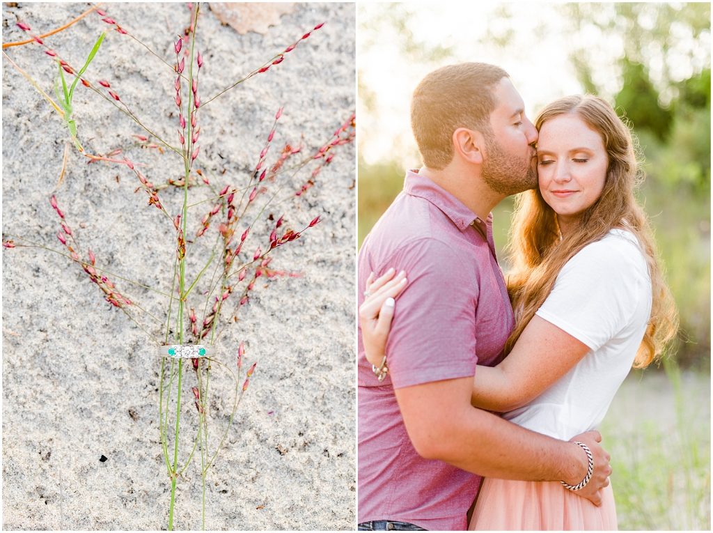 engaged couple fiancé engagement session beach port burwell ontario