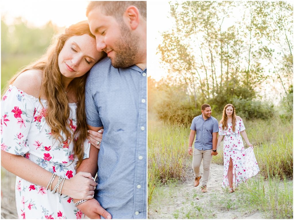 engaged couple fiancé engagement session beach port burwell ontario