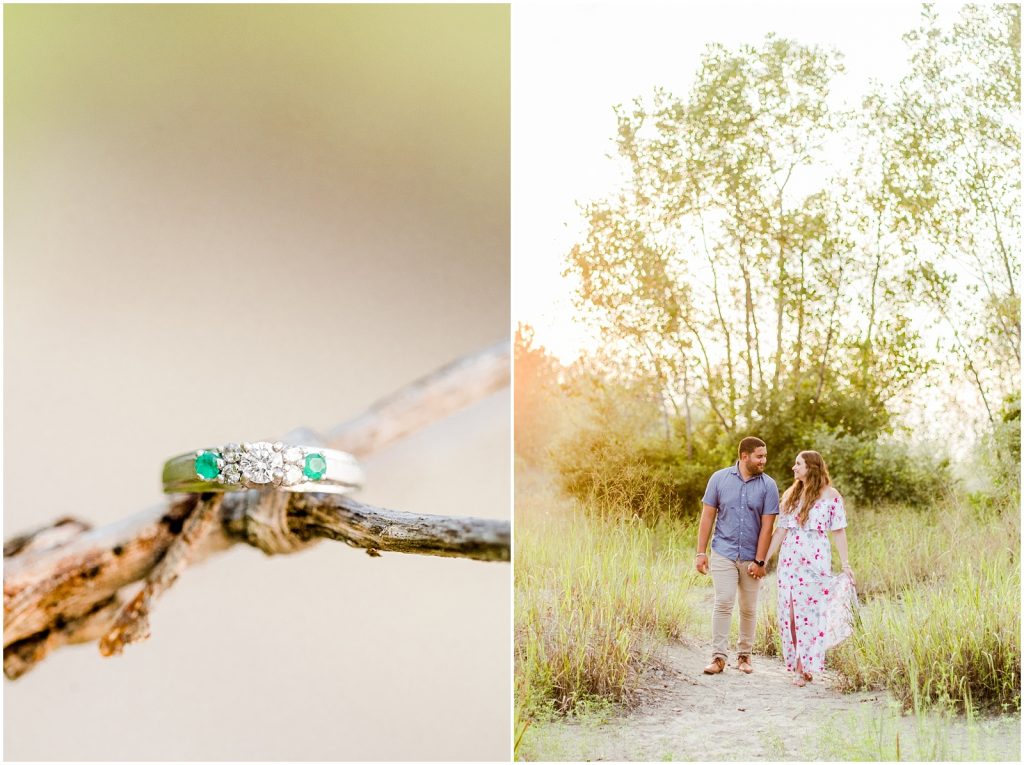 engaged couple fiancé engagement session beach port burwell ontario