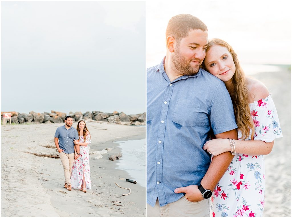 engaged couple fiancé engagement session beach port burwell ontario