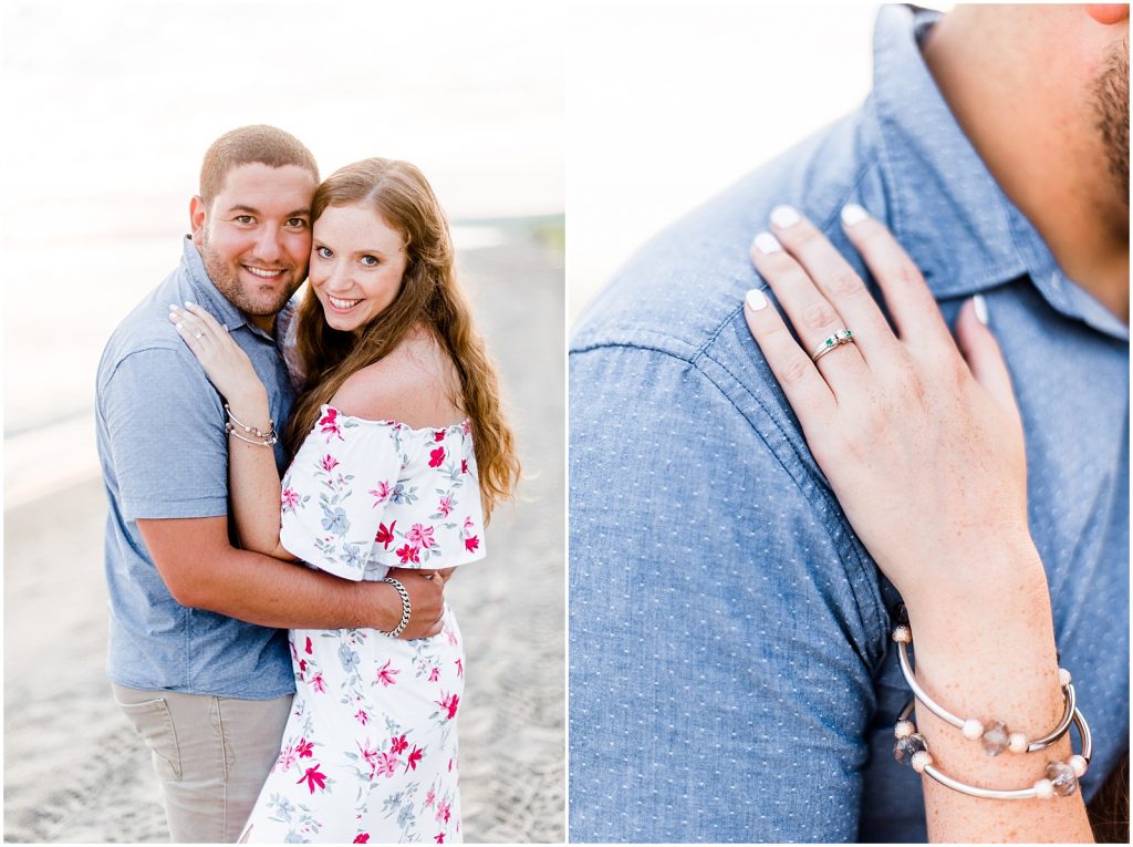 engaged couple fiancé engagement session beach port burwell ontario