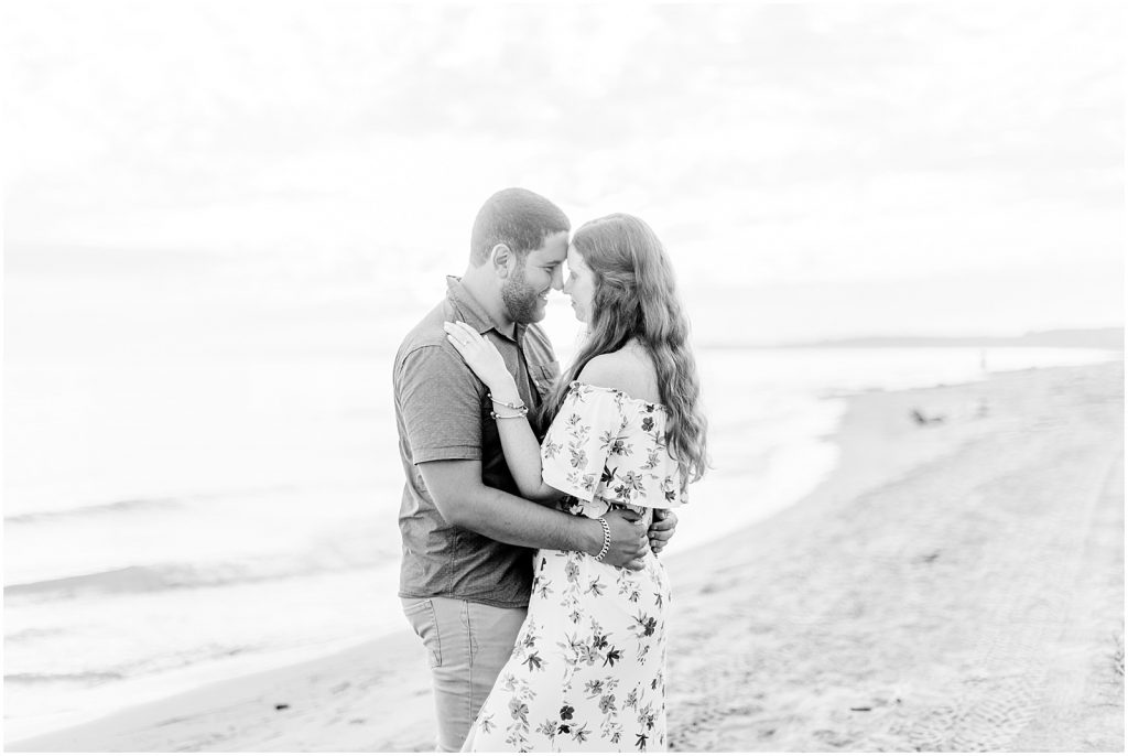 engaged couple fiancé engagement session beach port burwell ontario