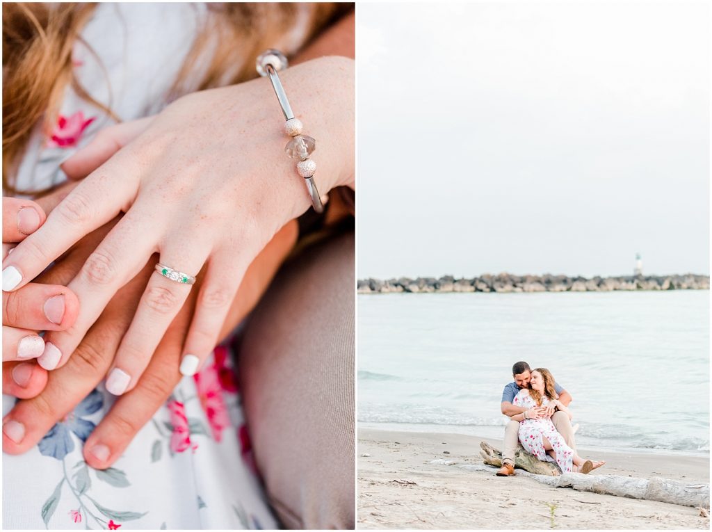 engaged couple fiancé engagement session beach port burwell ontario