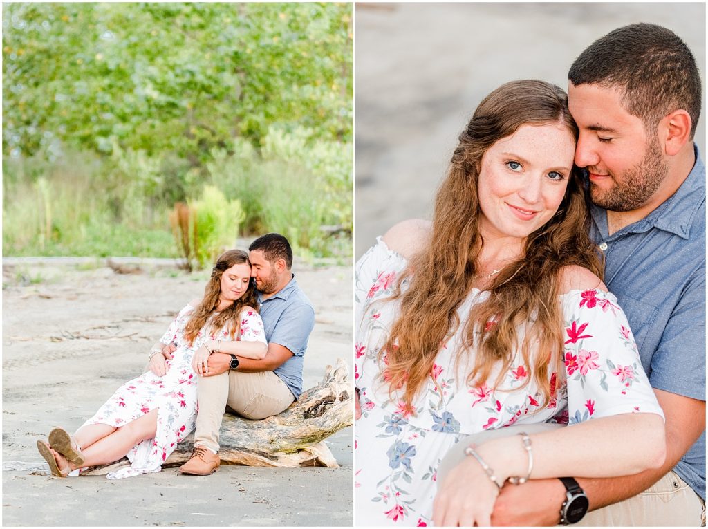 engaged couple fiancé engagement session beach port burwell ontario