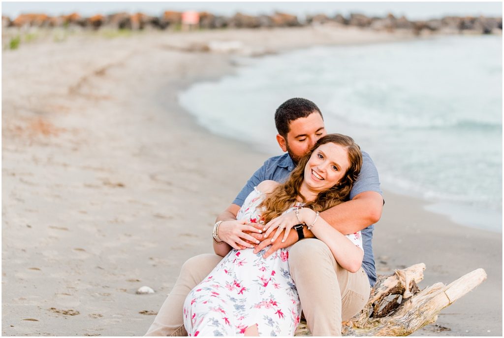 engaged couple fiancé engagement session beach port burwell ontario