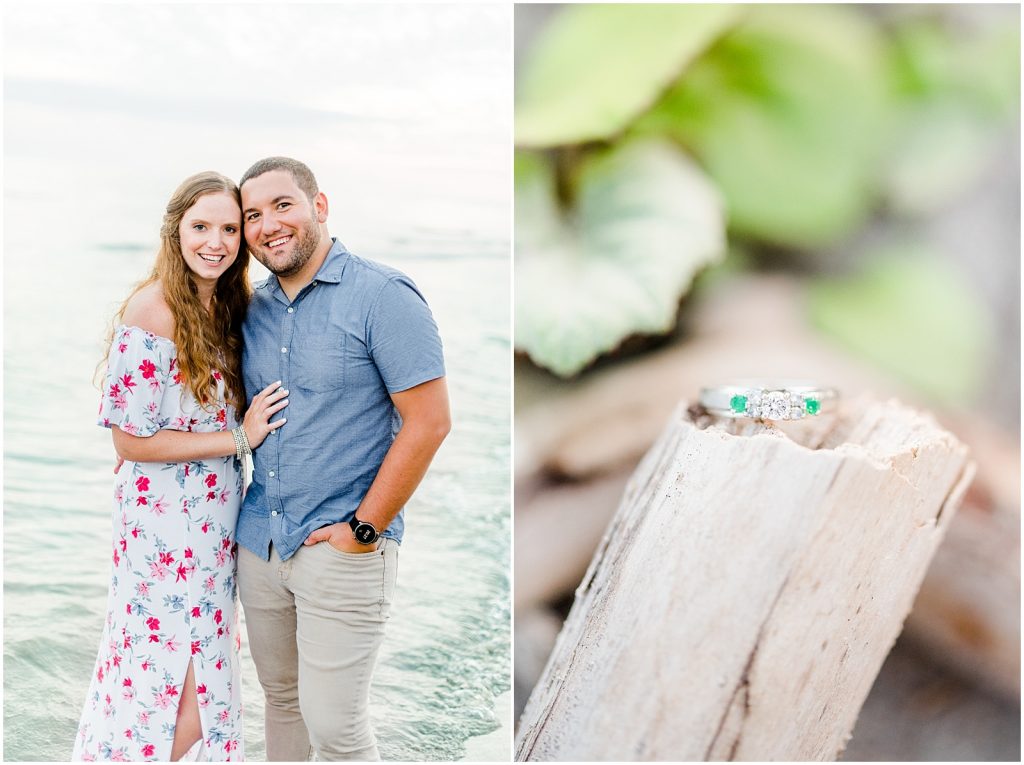 engaged couple fiancé engagement session beach port burwell ontario