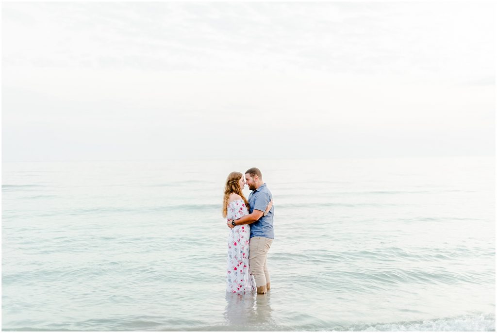 engaged couple fiancé engagement session beach port burwell ontario