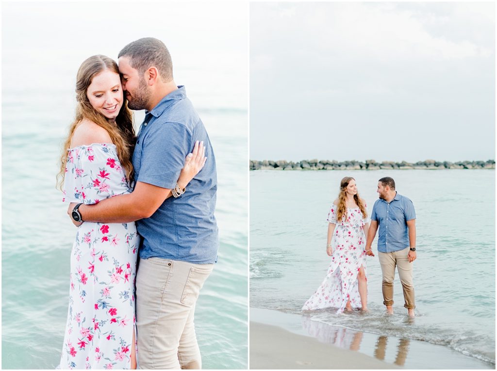 engaged couple fiancé engagement session beach port burwell ontario