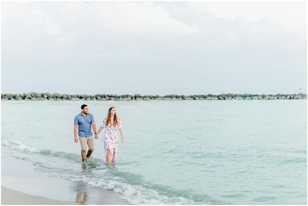 engaged couple fiancé engagement session beach port burwell ontario