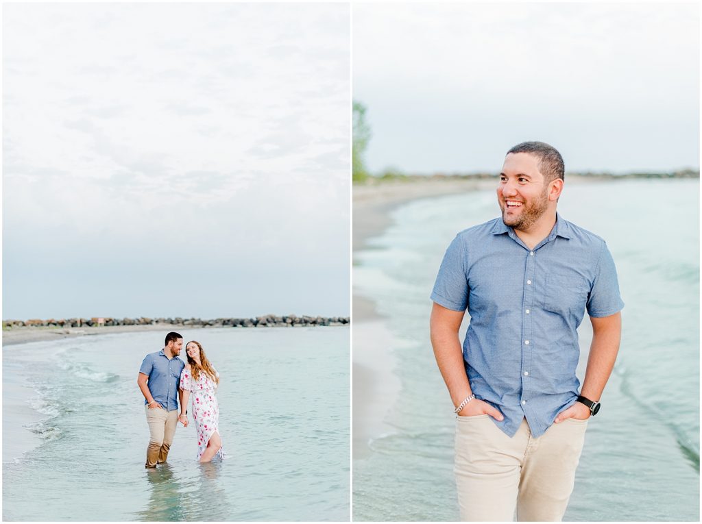 engaged couple fiancé engagement session beach port burwell ontario