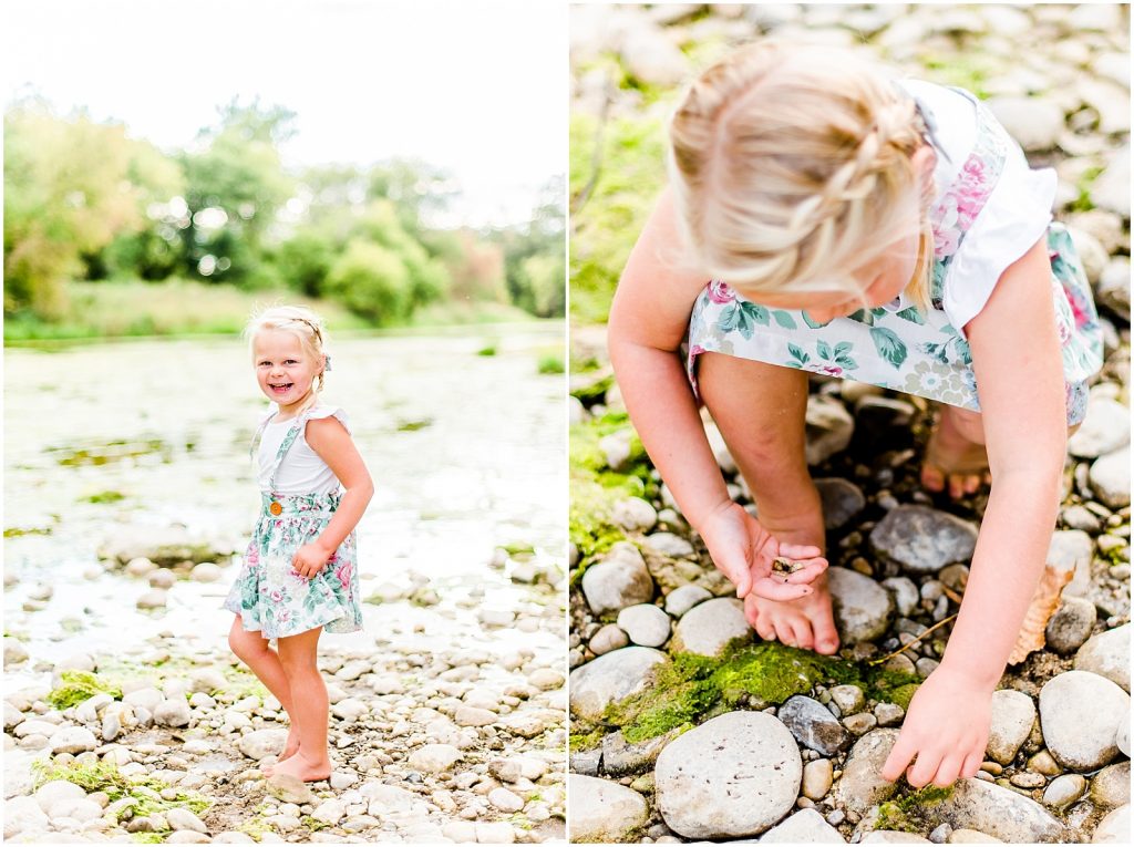 grand river bank brant conservation brantford family session girl exploring