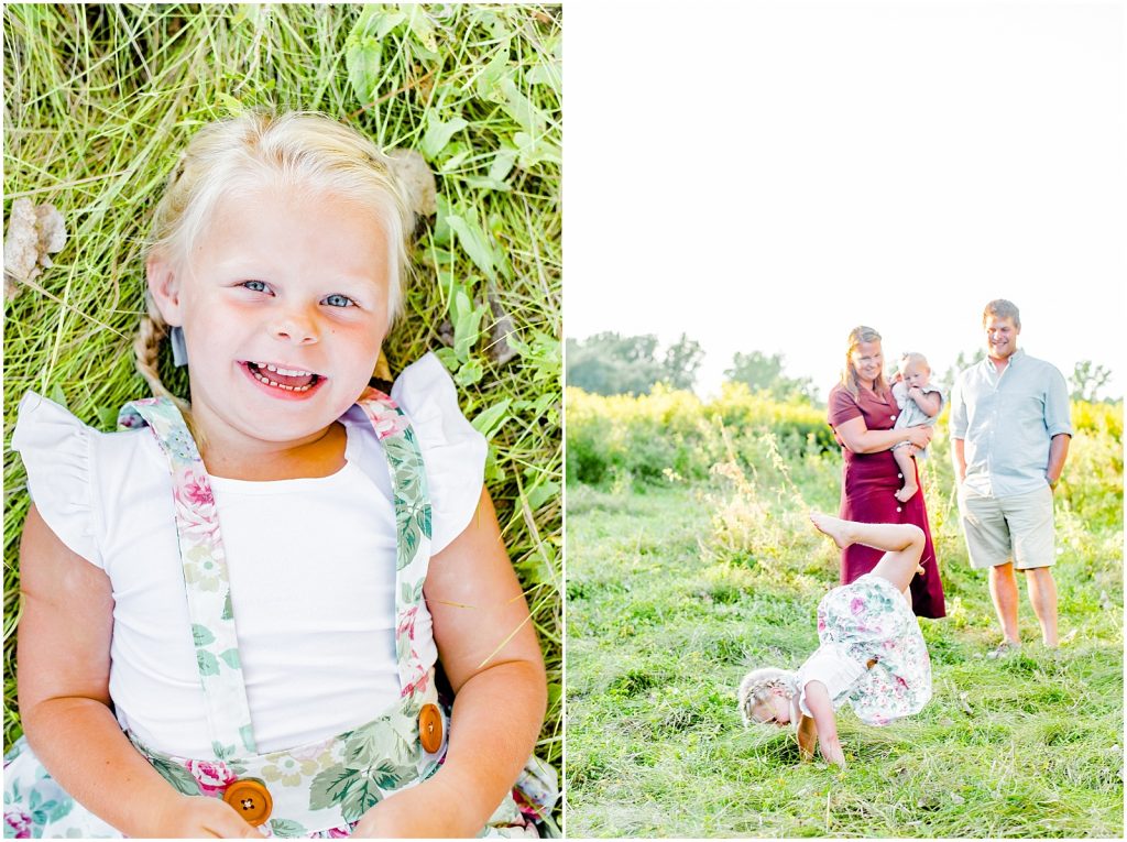 grand river bank brant conservation brantford family session girl doing handstand