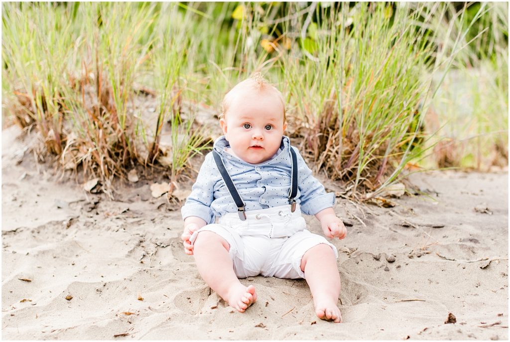 lake erie long point beach family session baby boy sitting