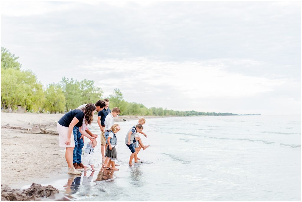 lake erie long point beach family session in water