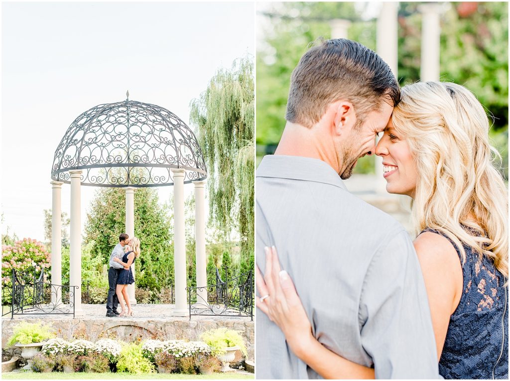 whistling gardens engagement session fiance couple snuggling