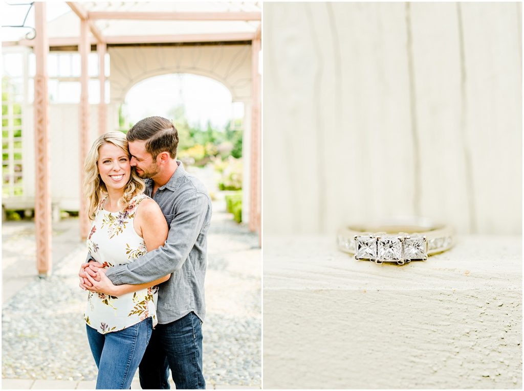 whistling gardens engagement session fiance couple snuggling