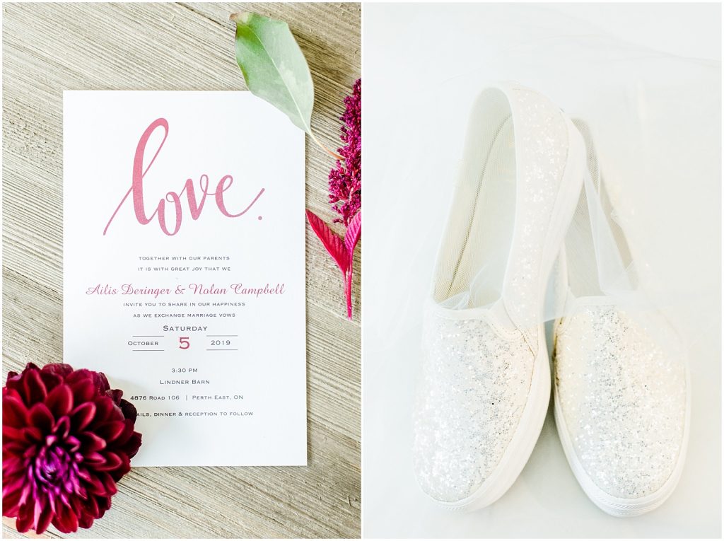 St. Mary's Countryside Wedding invitation and shoes