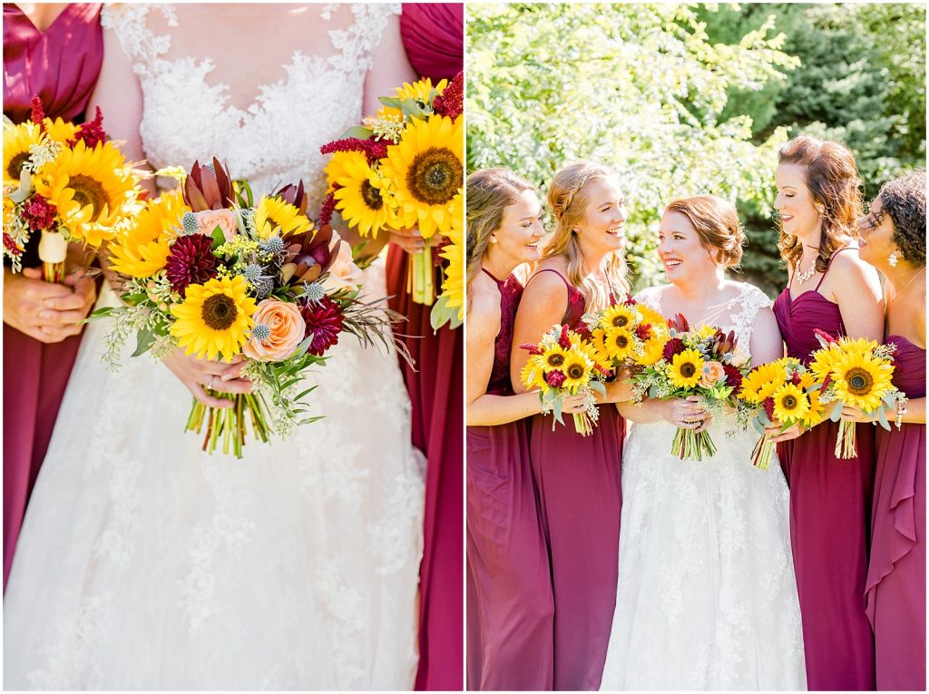 St. Mary's Countryside Wedding bride and bridesmaids holding bouquets