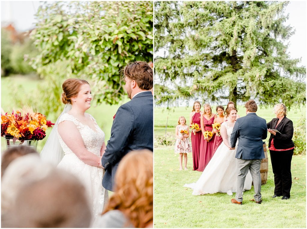 St. Mary's Countryside Wedding ceremony bride and groom holding hands