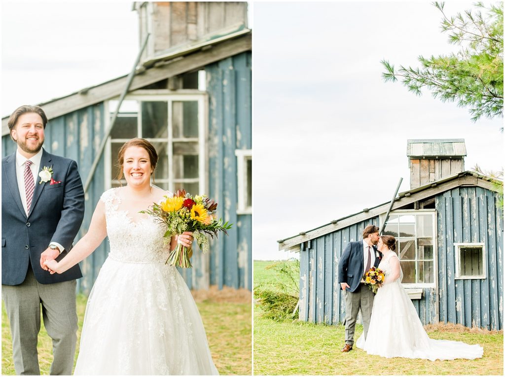 St. Mary's Countryside Wedding bride and groom laughing in fields