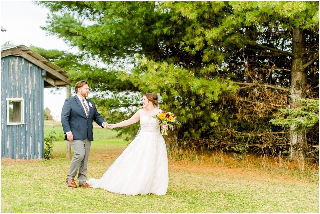 St. Mary's Countryside Wedding bride and groom walking