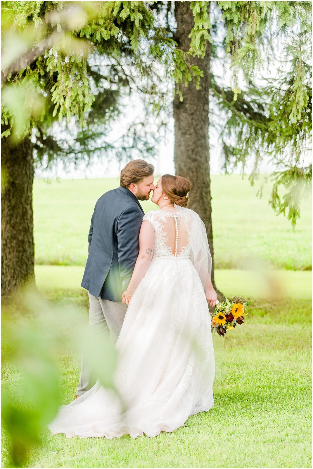 St. Mary's Countryside Wedding bride and groom walking away