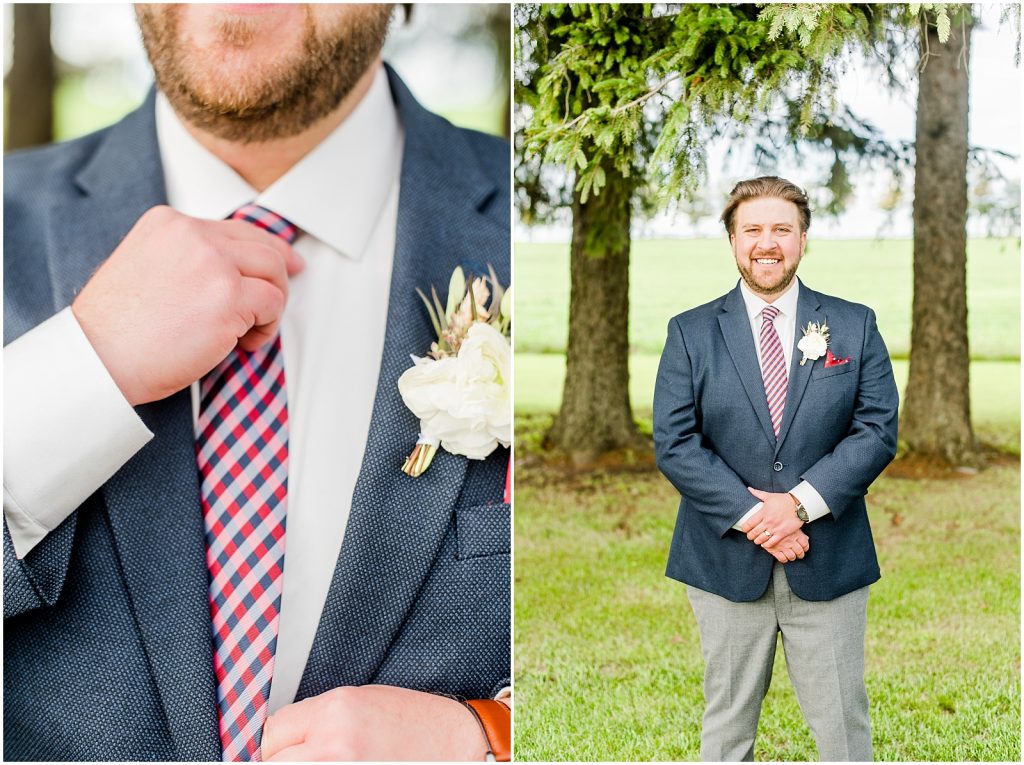 St. Mary's Countryside Wedding groom adjusting his tie