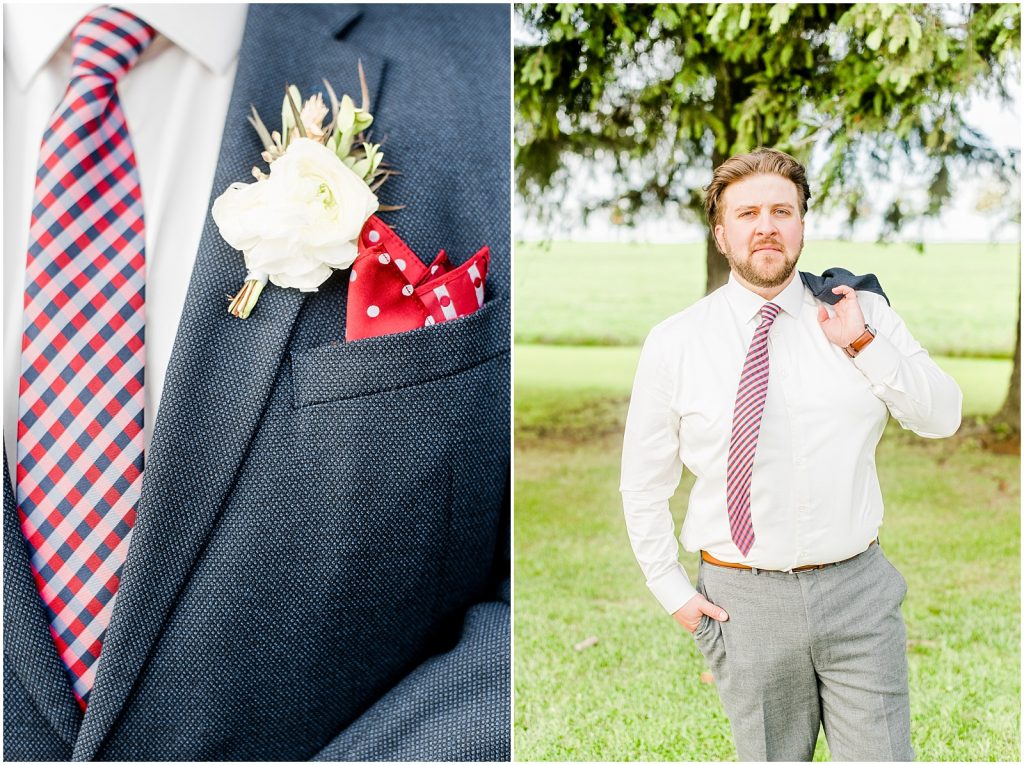 St. Mary's Countryside Wedding groom walking with jacket over shoulder 