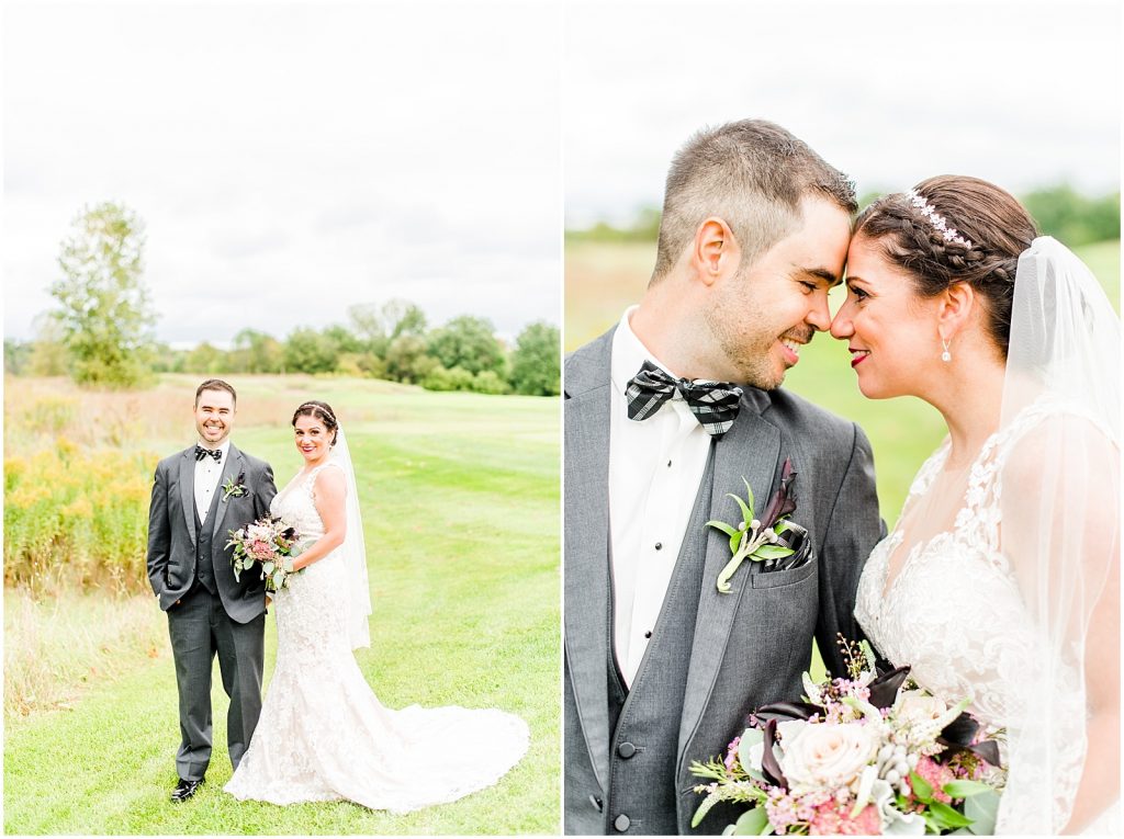 firerock golf course wedding bride and groom snuggling on golf course