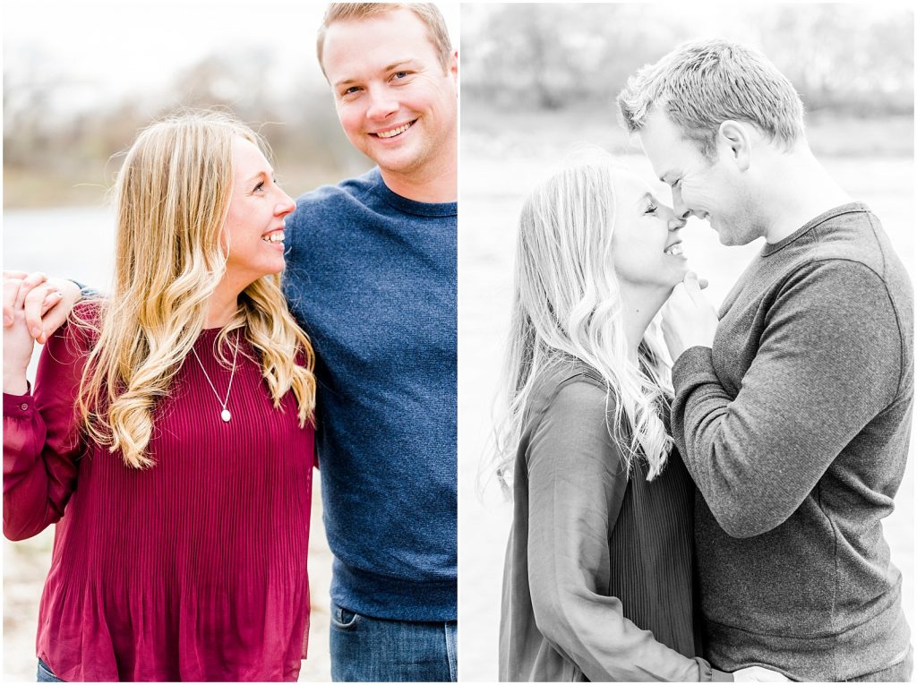 Lorne Park Brantford Grand River Engagement Session couple kissing