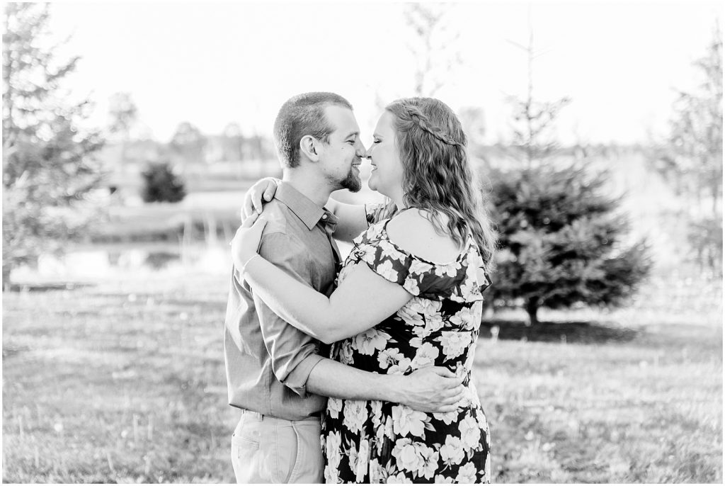 Burgessville Countryside Engagement Session Couple hugging