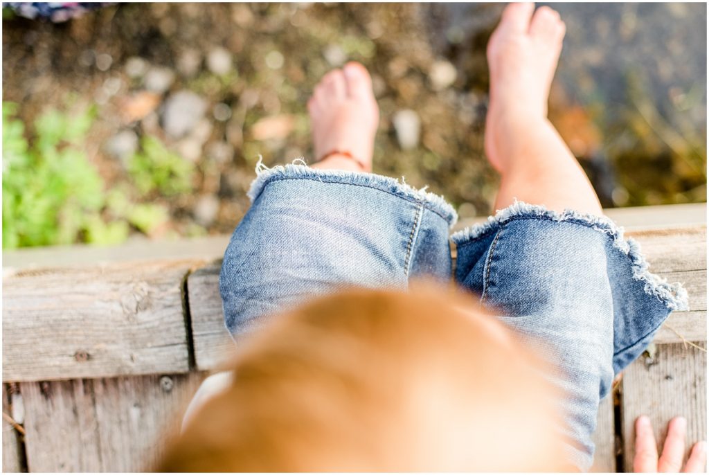 waterford ponds family session little boy feet in the water