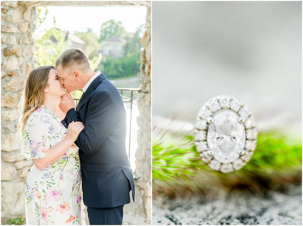 Cambridge Mill Race Park Engagement Session Toronto Wedding Photographer Couple Kissing and Ring Detail