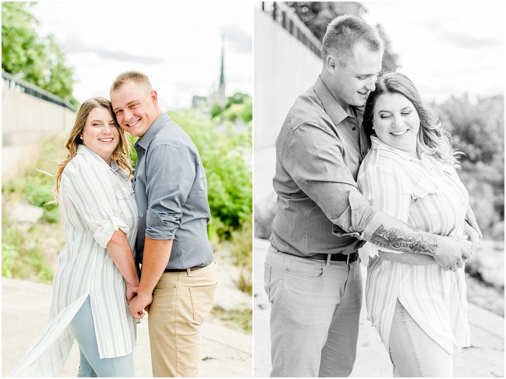 Cambridge Mill Race Park Engagement Session Toronto Wedding Photographer Couple Hugging