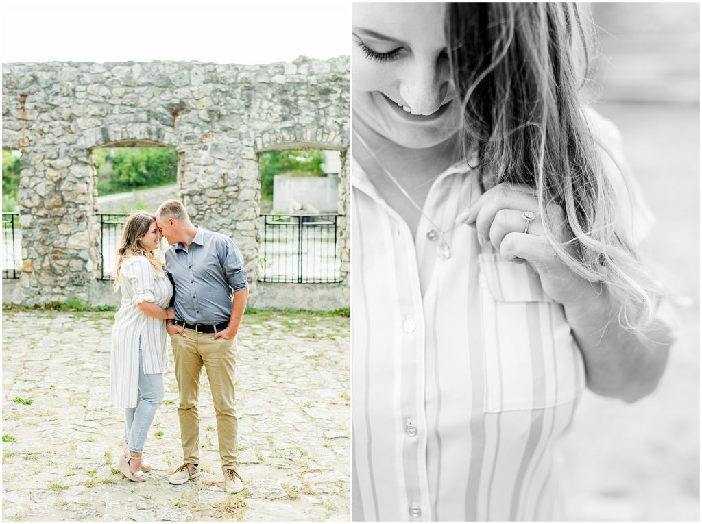 Cambridge Mill Race Park Engagement Session Toronto Wedding Photographer Couple Hugging and Necklace Detail Photo