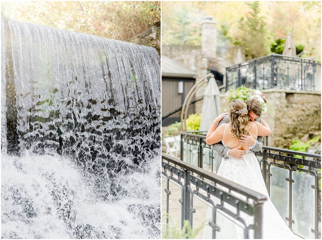 A Sunny Autumn Ancaster Mill Wedding Bride & Groom First Look