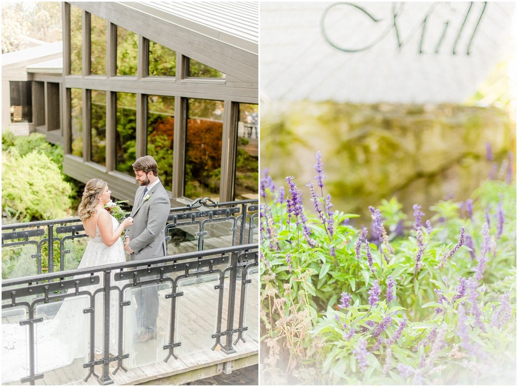 A Sunny Autumn Ancaster Mill Wedding Bride & Groom First Look