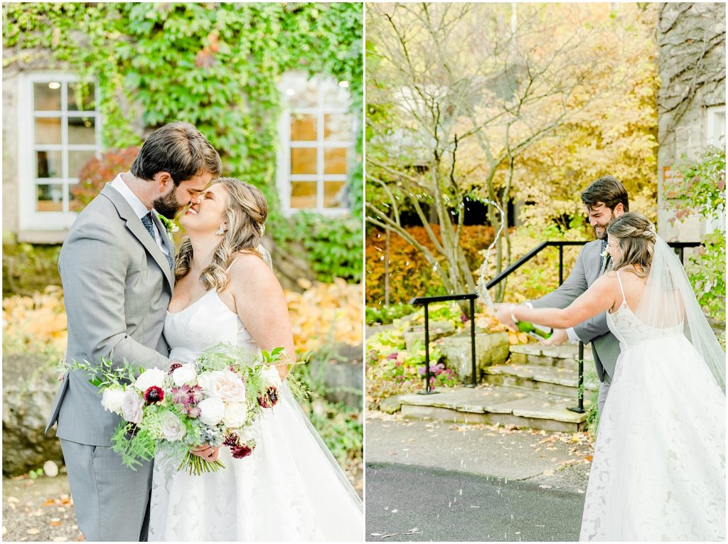 A Sunny Autumn Ancaster Mill Wedding Bride & Groom