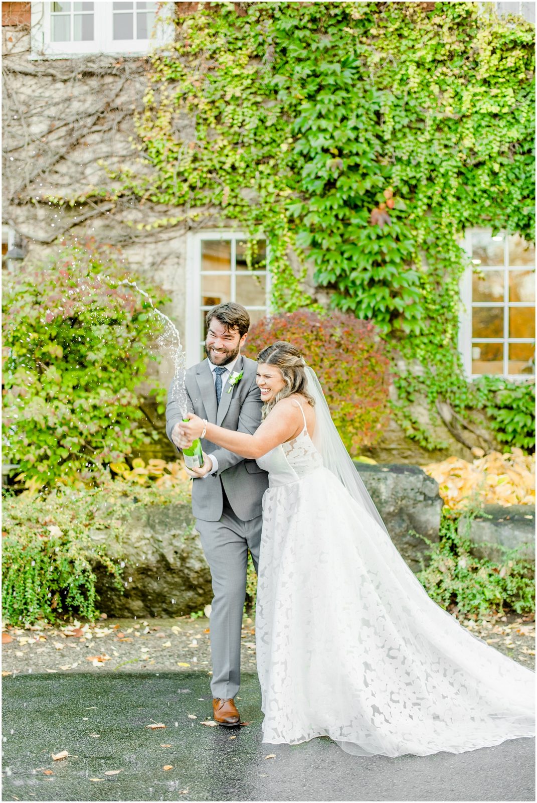 A Sunny Autumn Ancaster Mill Wedding Bride & Groom