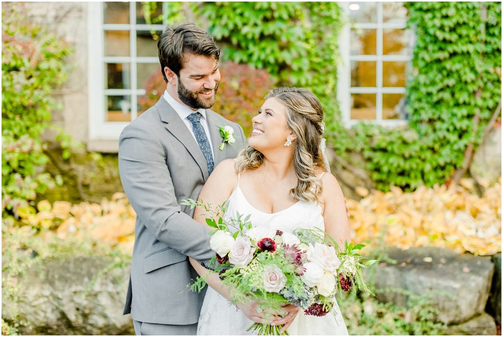 A Sunny Autumn Ancaster Mill Wedding Bride & Groom