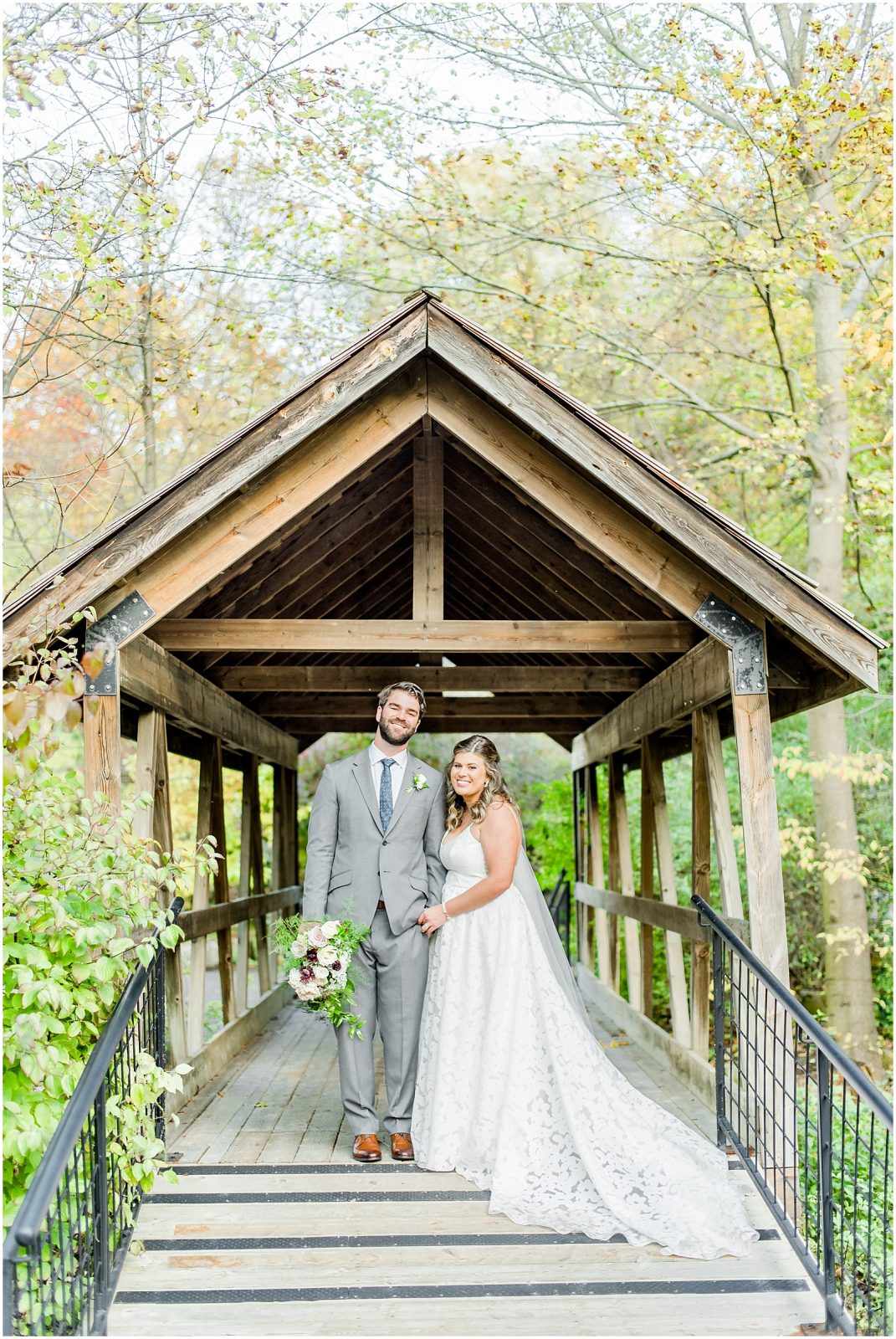 A Sunny Autumn Ancaster Mill Wedding Bride & Groom